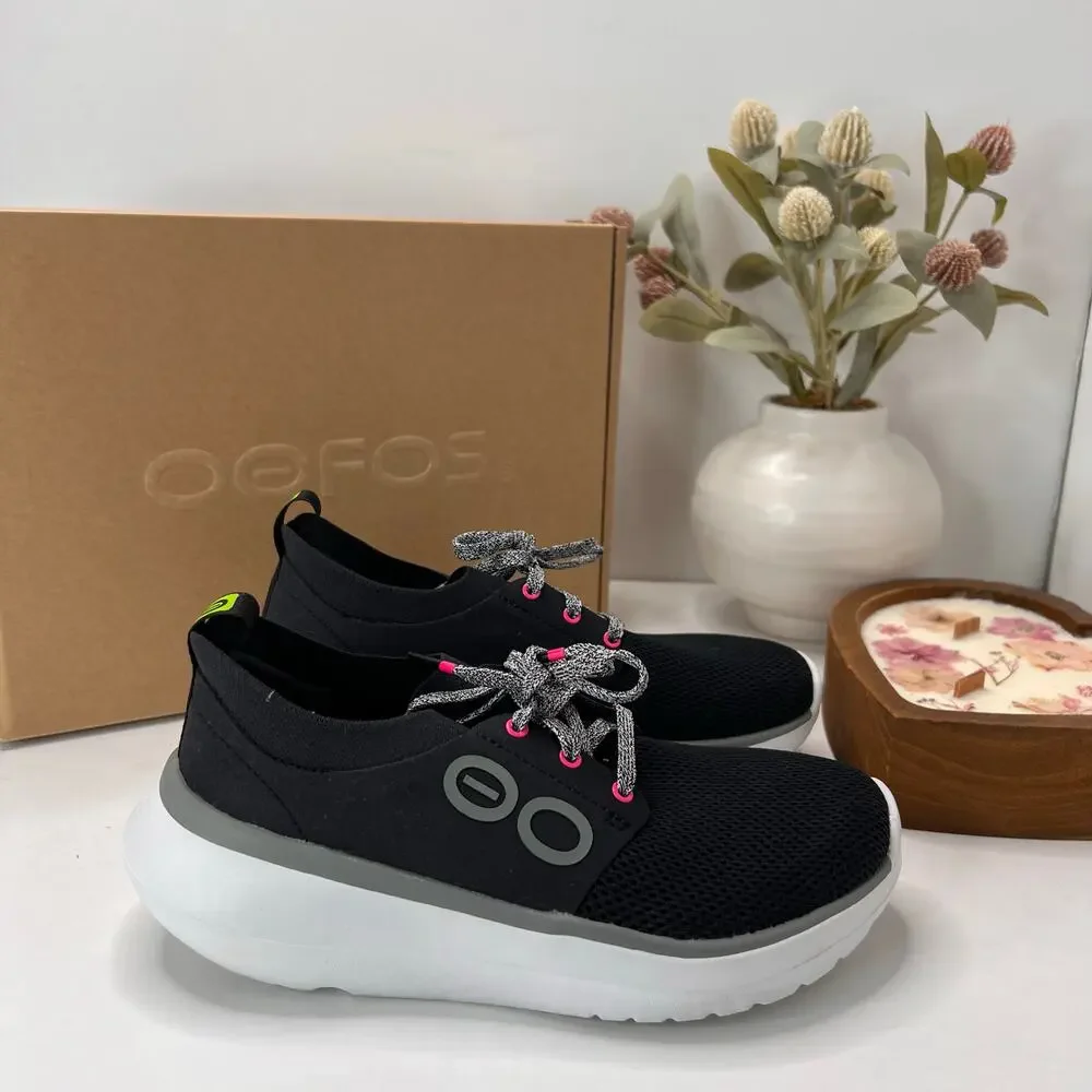 OOFOS OOmy Stride Recovery Sneakers White/Black Style 5077 Women's 5 Athleisure